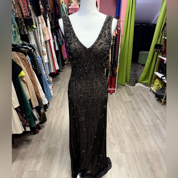 Aidan Mattox Black Beaded Maxi Dress NWT size 6 - Picture 2 of 14